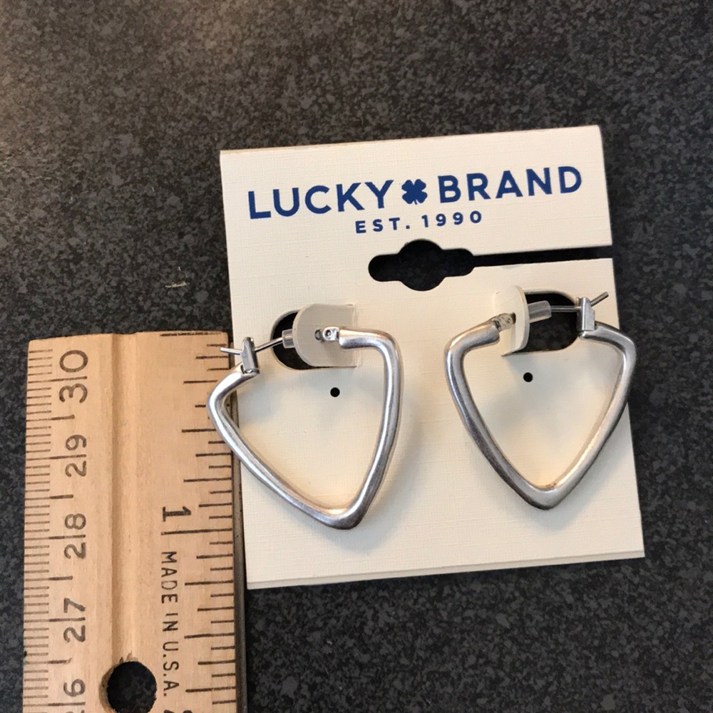 LAST PAIR! NEW silver triangle hoop earrings- - Picture 4 of 5
